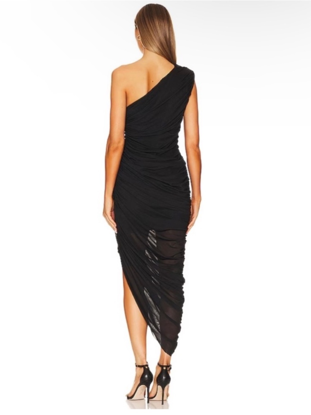 ELLIATT Genie Dress in Black One Shoulder Midi - Picture 2 of 11